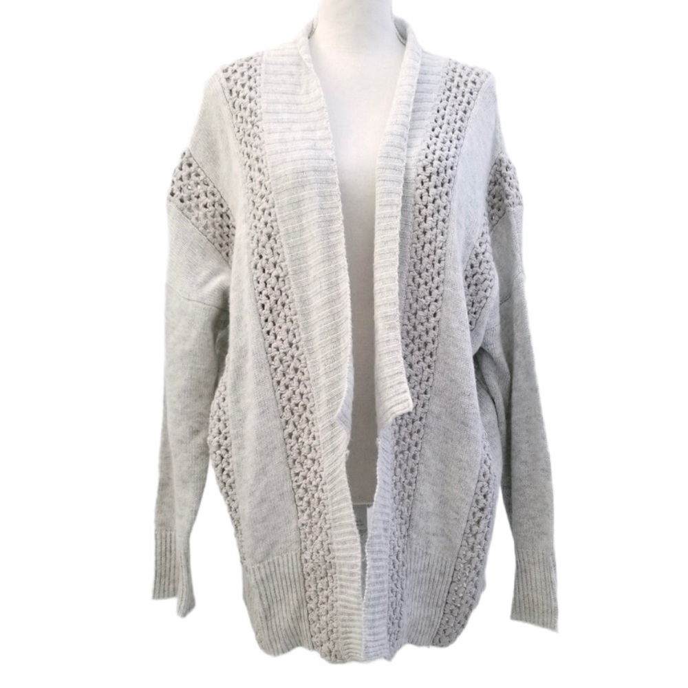 Sundance Cardigan Gray Angora Blend Open Front Sweater Medium